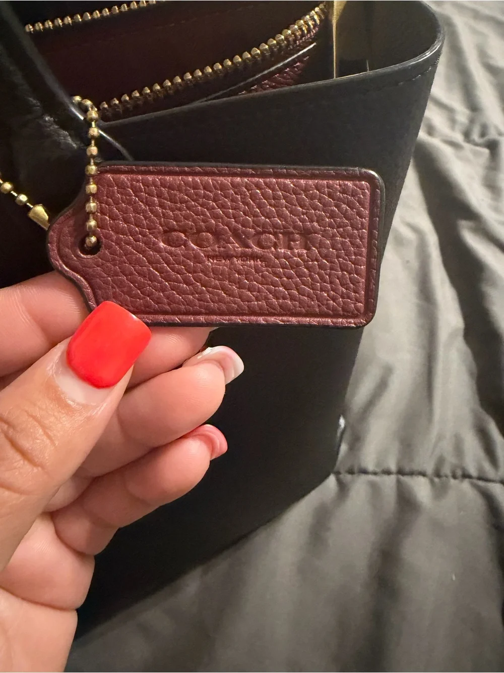 Coach Willow Black Leather Tote with Gold Hardware